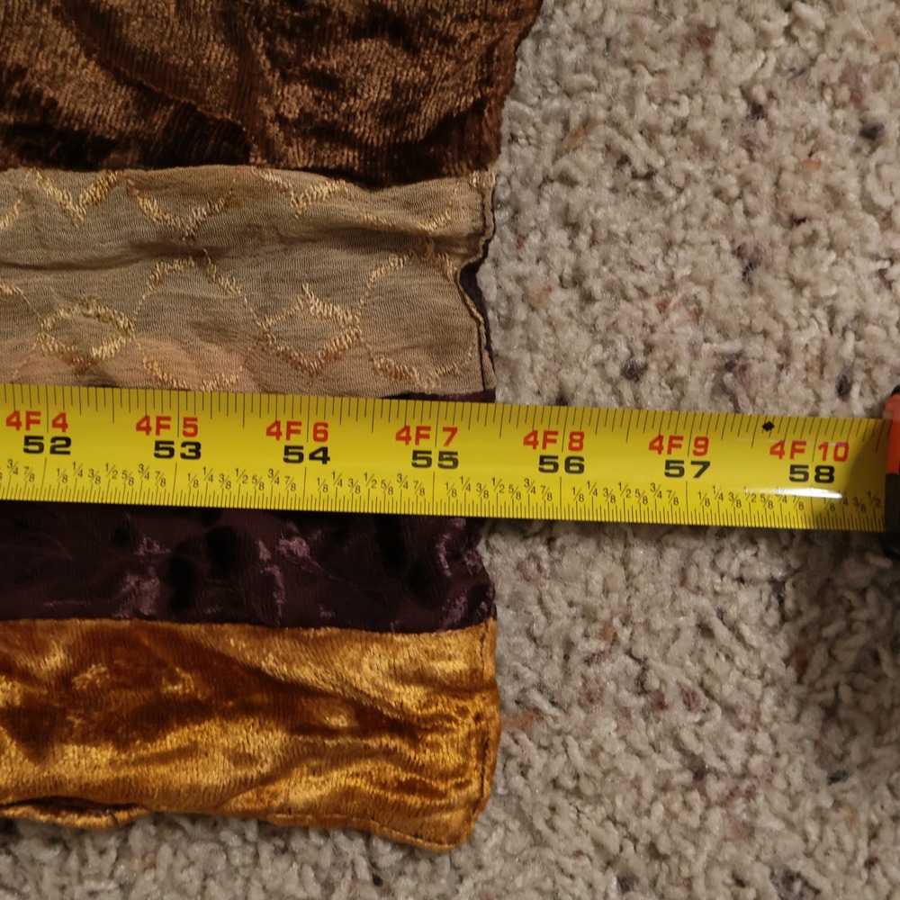 VTG Artsy Mixed Texture Velvet Burnout Scarf Brown Gold Earth Tones Striped SEE - Picture 7 of 9